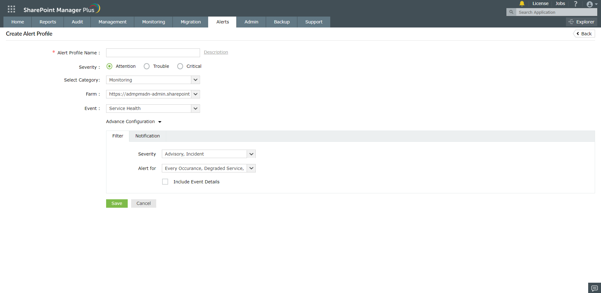 Setting up alert profiles