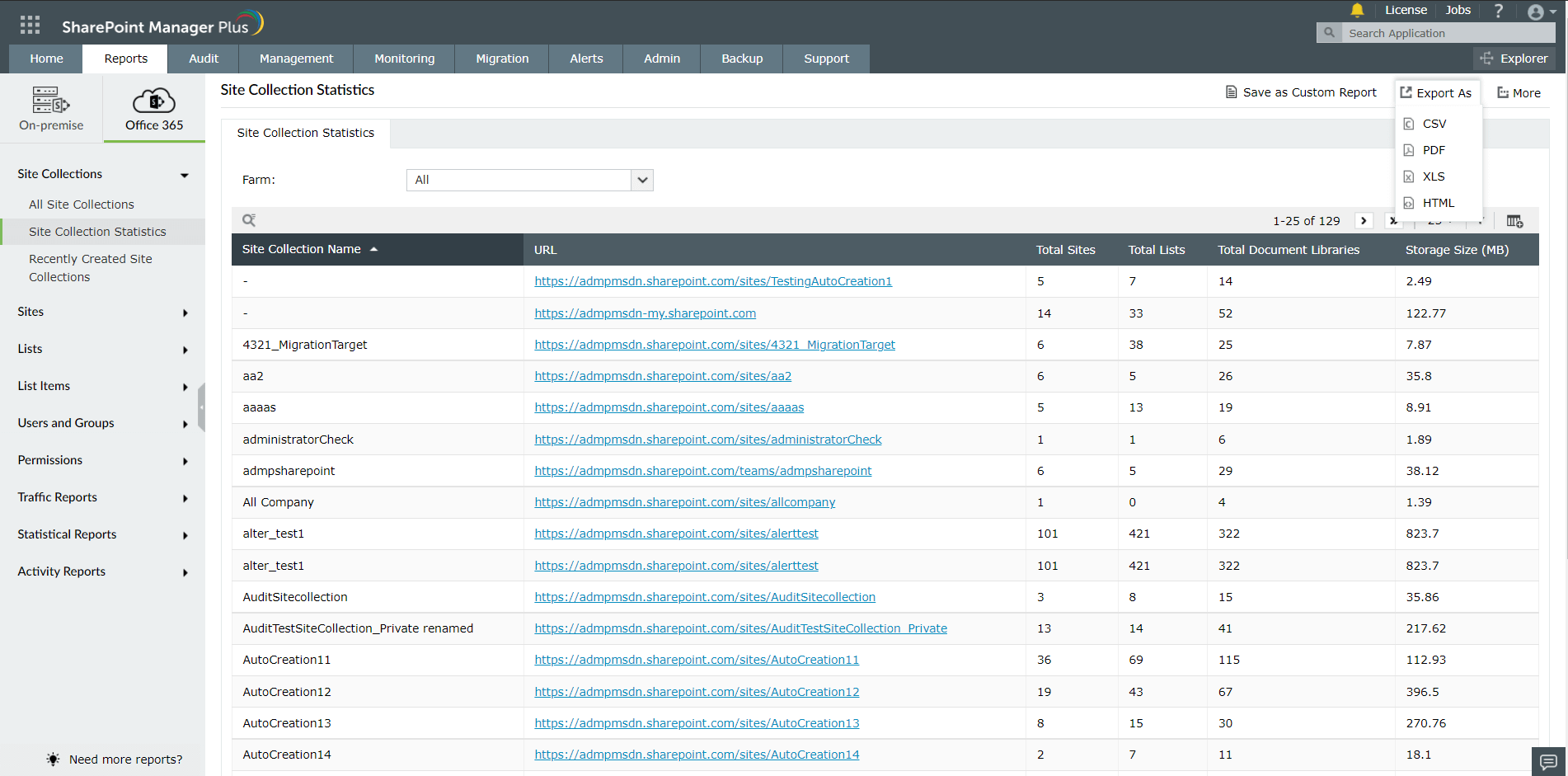 Exporting Reports