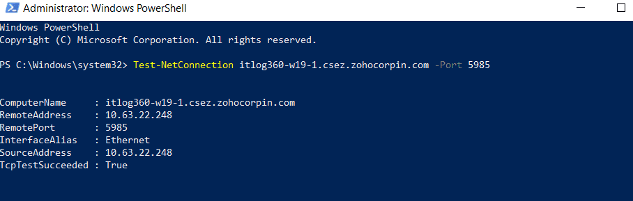 Verifying port connectivity for WinRM to configure a SharePoint farm server